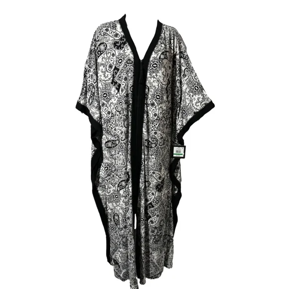 ELLEN TRACY Womens Caftan - Soft Stretch Jersey Zip Front Lounge Caftan L/XL - Picture 4 of 11